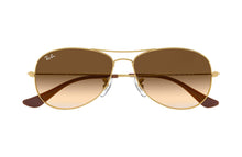 Load image into Gallery viewer, Rayban Cockpit Gold Frame Light Brown Gradient Lenses 59Mm