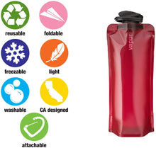 Load image into Gallery viewer, VAPUR ECLIPSE BPA FREE REUSABLE FOLDABLE FLEXIBLE PACKABLE COLLAPSIBLE WATER BEVERAGE BOTTLE W/CARABINER (BURGUNDY) BURGUNDY 1.0L/33.8OZ