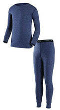 Load image into Gallery viewer, Coldpruf Youth Basic Dual Layer Long Sleeve Base Layer Crew Neck Top And Bottom Set Navy Large
