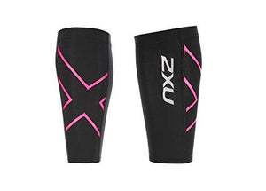 2XU COMPRESSION CALF GUARD, BLACK/PINK GLOW, X-LARGE