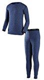 Load image into Gallery viewer, Coldpruf Youth Basic Dual Layer Long Sleeve Base Layer Crew Neck Top And Bottom Set Navy Large
