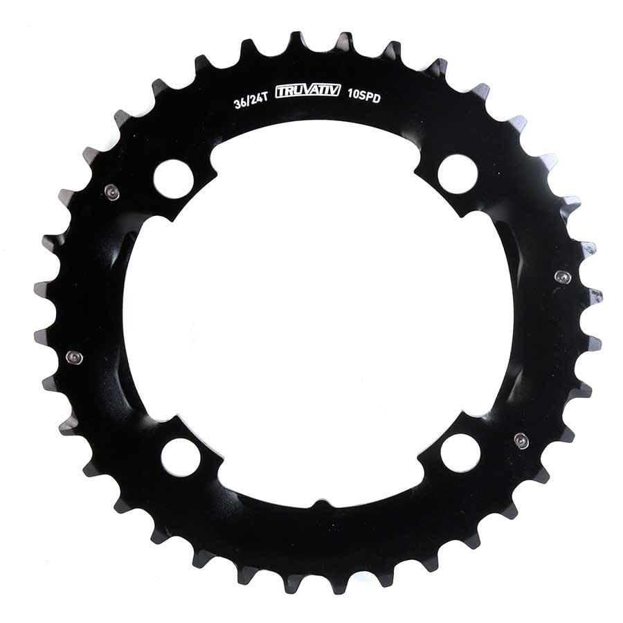 Sram 36T, 10 Sp, Bcd 104Mm, 4-Bolt, Outer Chainring, For Mtb Double, Aluminum, Black, 11.6215.188.320