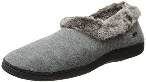 ACORN Women's Faux Chinchilla Collar Slipper , Stone, XX-Large (11-12 M US)