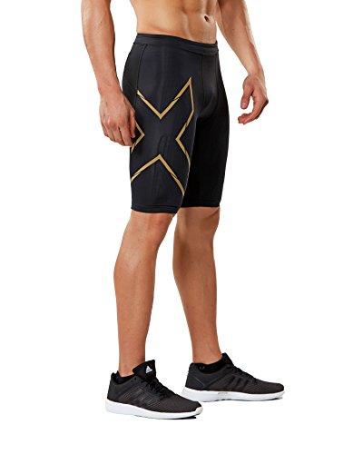 2Xu Mens Mcs Compression Run Shorts Black/Gold Reflective Medium