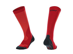 2XU MEN'S COMPRESSION PERFORMANCE SOCKS, RIO RED/SUNBURST ORANGE, X-LARGE