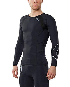 2Xu Men'S Long Sleeve Compression Top, Black/Silver X, Medium