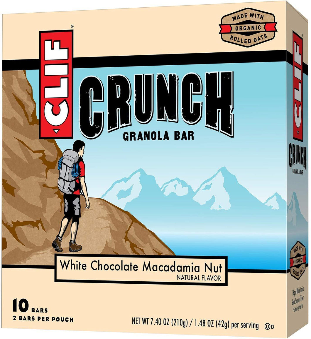 Clif Crunch- Granola Bar - White Chocolate Macadamia - (1.48 Ounce, 5 Two-Bar Snack Pouches)
