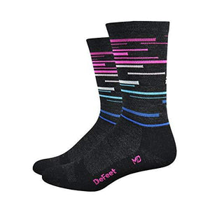 Defeet Wooleator 6", Socks, Karidescope, Charcoal, Xl