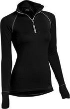 Load image into Gallery viewer, Coldpruf Women'S Single Layer Mock Neck 1/4 Zip Raglan Long Sleeve Base Layer Top Black Md

