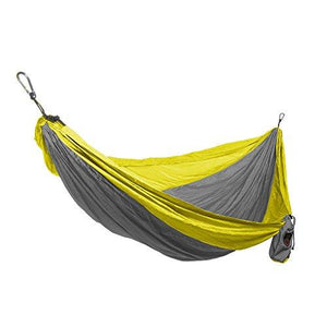 Grand Trunk Double Parachute Nylon Hammock with Carabiners, Silver/Yellow, One Size
