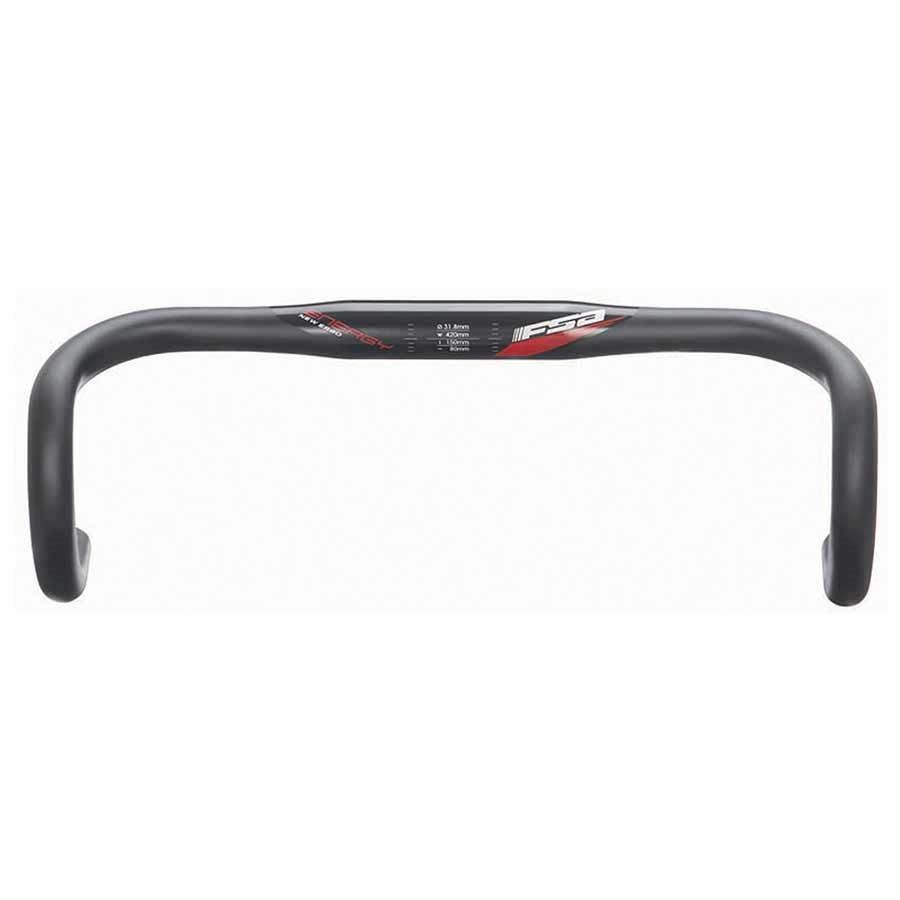 Fsa Energy Wing Pro Compact, Drop Handlebar, Diameter: 31.8Mm, 400Mm, Drop: 125Mm, Reach: 80Mm, Black