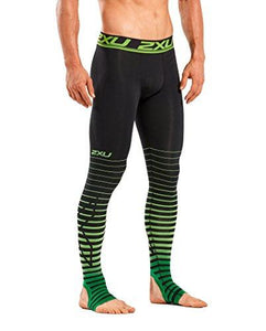 2XU MEN'S ELITE POWER RECOVERY COMPRESSION TIGHTS BLACK/GREEN MEDIUM