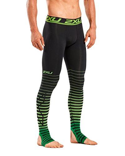 2XU MEN'S ELITE POWER RECOVERY COMPRESSION TIGHTS BLACK/GREEN MEDIUM