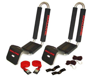 Malone J-Loader J-Style Universal Car Rack Kayak Carrier With Bow And Stern Lines Black/Red