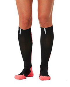 2XU WOMEN'S HYOPTIK COMPRESSION SOCKS, BLACK/PINK, LARGE