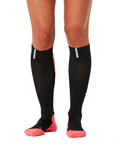 2XU WOMEN'S HYOPTIK COMPRESSION SOCKS, BLACK/PINK, LARGE