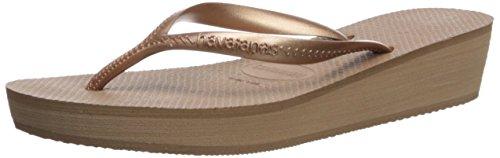 Havaianas Women'S High Light Flip Flop Sandals Raised Heel Rose Gold 38 Br (8 M Us)