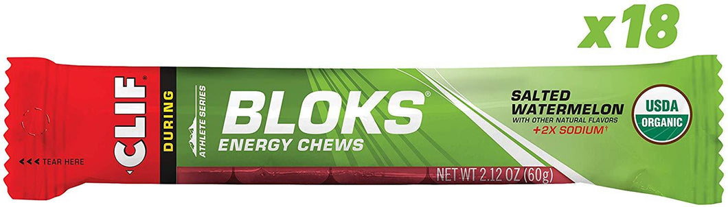 Clif Bloks - Energy Chews - Salted Watermelon - No Caffeine (2.1 Ounce Packet, 18 Count)