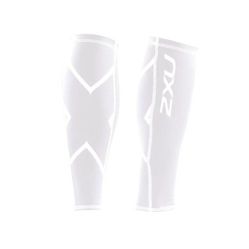 2XU COMPRESSION CALF GUARD, WHITE/WHITE, X-SMALL